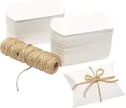Bright Creations 100 Pack Mini Pillow Gift Boxes with Jute Twine (White, 3.5 x 2.5 x 0.95 In)