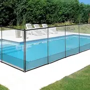 Happybuy Pool Fence, 4FTx 12FT DIY Pool Fences for Inground Pools, Removable Child Safety Pool Fencing, Swimming Pool Fence in Ground for Kids Safety, Black Pool Mesh to Protect Kids