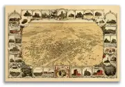 1901 Fresno California Vintage Old Panoramic City Map - 16x24