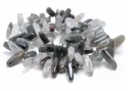 14-18MM GREEN RUTILATED QUARTZ GEMSTONE STICK PEBBLE CHIP LOOSE BEADS 15.5"