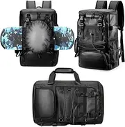 Aikelai Multifunctional PU Leather Sport Backpack for Ski Basketball Skateboard Snowboard,40L Business Travel Laptop Backpack for Men