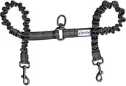 Zenify Double Dog Lead Dual Two Way Tangle Free Coupler Split Bungee Leash for Walking Multiple Pet 2 Dogs Puppies (Black Medium) (Black Medium Coupler)