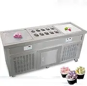 Kolice ETL Certificate Instant Snack Food carts Double Square Pans Stir Fried ice Cream Machine roll ice Cream Machine Fry ice Cream roll Machine with 10 pre-Cooling Tanks