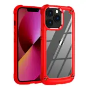 Reiko High Quality Clean PC, TPU & Metal Bumper Case for iPhone 13 Pro in Red |