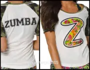 ZUMBA Nation Mashed Up Camo Army Football Tee Top-Rare ElteZWear Z1T01059 M L XL