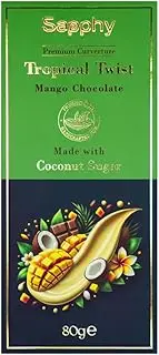 Sapphy Premium Tropical Twist Mango Chocolate – 80g | Made with Coconut Sugar & Caramelized Coconut