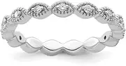 925 Sterling Silver Polished Prong set Patterned Stackable Expressions Diamond Ring USA Size 8 Jewelry for Women