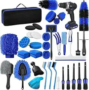 37Pcs Car Detailing Kit, Car Detailing Brush Set, Car Cleaning Kit, Car Detailing Brushes, Car Cleaning Tools Kit,Professional Car Care Kit - Car Wash Brush kit for Interior Exterior Wheels (Blue)