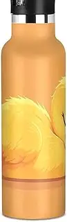 Kids Water Bottle with Straw for School Leakproof Sports Water Bottle for Boys Girls 20oz, BPA-Free, Yellow Duck Sleeping