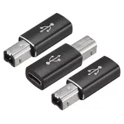 USB C Female to MIDI Convert Adapter, Type-C to USB B Adapter Black, 3pcs