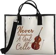 BDPWSS Cello Gift Cello Player Gift Cellist Orchestra Musician Handbag Never Underestimate A Gi-rl With A Cello Tote Bag