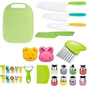 Children's Knife from 3 Years, 28 Pieces Children's Knife Set, Safe Children's Cutting Knife, Chopping Board and Peeler etc. Children's Cooking Set for Real Cooking for Boys and Girls