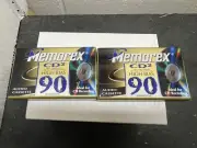 2 Memorex CD2 High Bias 90 Minute Blank Cassette Tapes- Factory Sealed