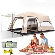 Camping Tent, 3-4/5-8/8-12 Man Tents Waterproof, with Spacious Camping Tents Light and Practical Family Tent Living Area for Family Camping,Hiking Party Off White 380 * 260 * 200cm