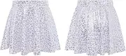 [iEFiEL] Kids Girl's Ruffle Sparkly Party Skirt Athletic Tutu Dance Skirts Glitter Pleated Skorts Fancy Dress Up
