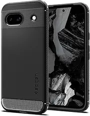 SPIGEN Rugged Armor Case Designed for Google Pixel 8a Case Shock Absorption Resilient Slim Soft Cover - Black