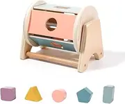 Montessori Spinning Drum Baby Toy for 12 Months, Wooden Baby Toy for 1 Year Old, 1 Year Old Toy, Gift for 1 Year Old Boy, Baby Spinner Toy, Toddler Toy, Shaped Rolling Drum