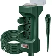 Power Stake Timer, Outdoor 6 Grounded Outlets Mechanical Timer with 12 ft cord