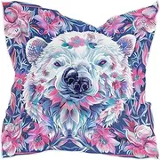 [sanluoli] Boho White Bear Peach square silk scarf pashmina elegantes lightweight scarf for women for neck bufandas para mujer para frio, Boho White Bear Peach