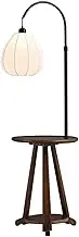 Indoor Floor Lamps Floor Lamp with Table, Standing Light with Shelves, Mid-Century Modern Nightstand or Side Table, Side Table Reading Light for Bedroom, Living Room Standing Lamp