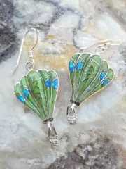 Hot Air Balloon Sterling Silver Gaspeite Opal Stone Inlay Pair of Earrings NEW