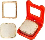 Sandwich Making Mould Children Sandwich Cutters and Sealer Sandwich Decruster Press Mold Stainless Steel Sandwich Crimpers, Pies Hamburgers Square Sandwich Shape Cutters for Making Sandwiches (Red)