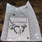 NEW Alex and Ani Silver Charm Heart Bangle Bracelet
