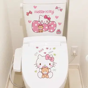 Hello Kitty 可愛 馬桶貼紙 裝飾貼 馬桶蓋貼畫 馬桶貼 自粘貼  防水貼 廁所衛生間裝飾牆貼 居家裝飾 牆布