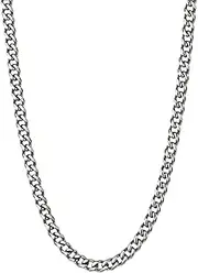 [HEIX] Premium Stainless Steel 4mm 6mm 8mm 10mmChain Necklace for Men and Women - Sleek Cuban Chunk Link Design -