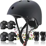 FOOKCIAN Kids Helmet, Skateboard Helmets For Kids Ages 2-3, 5, 8-14 Years, Boys And Girls With Knee Pads And Elbow Pads, Wrist Guards Suitable For Skates, Skateboard, Scooter
