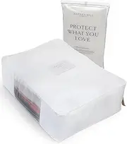 [Hayden Hill] Luxury Cotton Sweater Storage Bag | Fits 7 Fine Knit Sweaters | 18 Inch | Certified Organic Cotton Cashmere Garment Bag | Breathable | Organizer for Sweaters and Linen | Certified Carbon Neutral