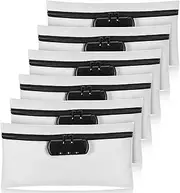 LEIFIDE 6 Pcs Money Bag with Lock and Zipper 11 x 5.5 Inches Lockable Storage Bag Cash Accessories Pouch for Storing Coins Checks Documents(White)