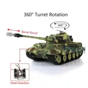 7.0 Henglong 1/16 King Tiger Plastic 3888A 360° Turret Barrel Recoil RC Tank