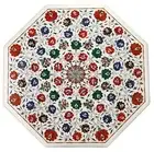 30" Gemstones Inlay White Marble Centertop Coffee Table Hallway Furniture Decors