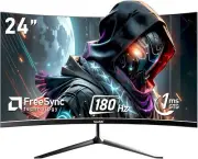 Gawfolk Gaming Monitor 24 Inch Curved 180Hz, PC Screen Full HD 1080P, 2800R Fram