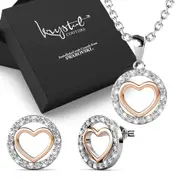 Boxed Cordate Set Embellished with SWAROVSKI® Crystals In Dual Tone Gold