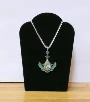 Maligano Jasper Necklace Set In Green Gilded Brass Accented W/Mexican Fire Opal