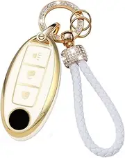 ontto TPU Car key fob cover fit for Nissan Maxima Altima Rogue Versa Sentra Pathfinder Frontier Juke Qashqai Leaf key holder Smart case Shell keyring keychain bling styling accessories 3 buttons A2