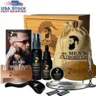 NIB Beard Growth Kit For Men Derma Roller Oil Serum Wash Balm Boosts Beard WOOD
