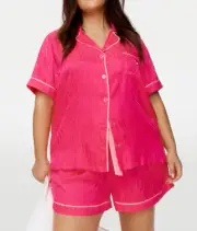 NEW PETER ALEXANDER PINK ZEBRA STRIPE POLY SATIN TOP SHORTS PJ SET 2+ $129 BOXED