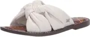 Sam Edelman Garson Bright White Leather Stylish Slip-On Slide Mule Flat Sandals