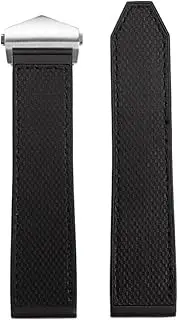 [BMGHXFAR] Fit For TAG Fit For Heuer Fit For Monaco Fit For Speed Series Bracelet CBL2184/2183 22MM Men's Soft Rubber Silicone Watch Strap Folding Buckle Watch band(Black-silver)