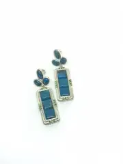Sterling Silver Arizona Kingman Turquoise Tsavorite Earrings