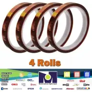 4 rolls Heat resistant tapes sublimation Press Transfer Thermal 6mm*30mt Tawny