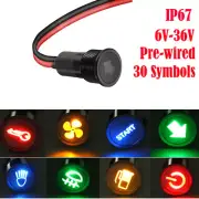 8-16mm LED Dash Panel Warning Pilot Light Indicator Lamp Car Van Boat 12V-36V