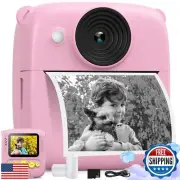 Instant Print Camera for Kids 3-10 Years, Print Kids Camera Toy with 32G SD C