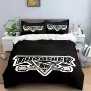 v2200 Bed Sheets Fashion Cool T-Thrasher Logo Print Bedding Sets Exquisite Bed Supplies Set Duvet Cover Bed Comforter Set Bedding Set Luxury Gift 3-Pi