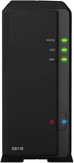 Synology DiskStation DS118 NAS Server with RTD1296 1.4GHz CPU, 1GB Memory, 4TB HDD Storage, 1 x 1GbE LAN Port, DSM Operating System