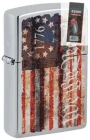 Zippo 49779 Americana Design High Polish Chrome Lighter + FLINT PACK