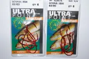 2 packs mustad ultra point octopus beak big red hooks size 4/0 6 pr pack 92567r